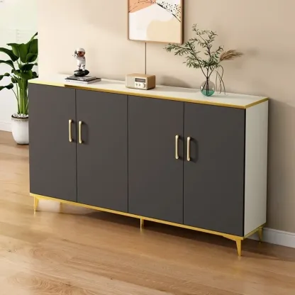 Trendy Grey Wood Hallway Shoe Cabinet with Gold  Legs Image - 15