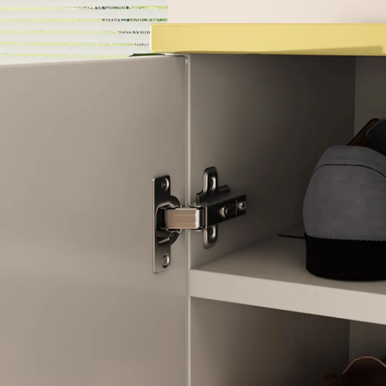 Trendy Grey Wood Hallway Shoe Cabinet with Gold  Legs Image - 16