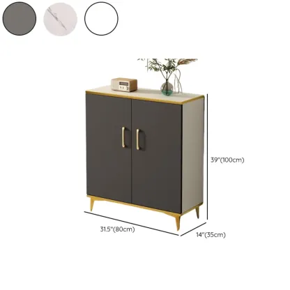 Trendy Grey Wood Hallway Shoe Cabinet with Gold  Legs Image - 19