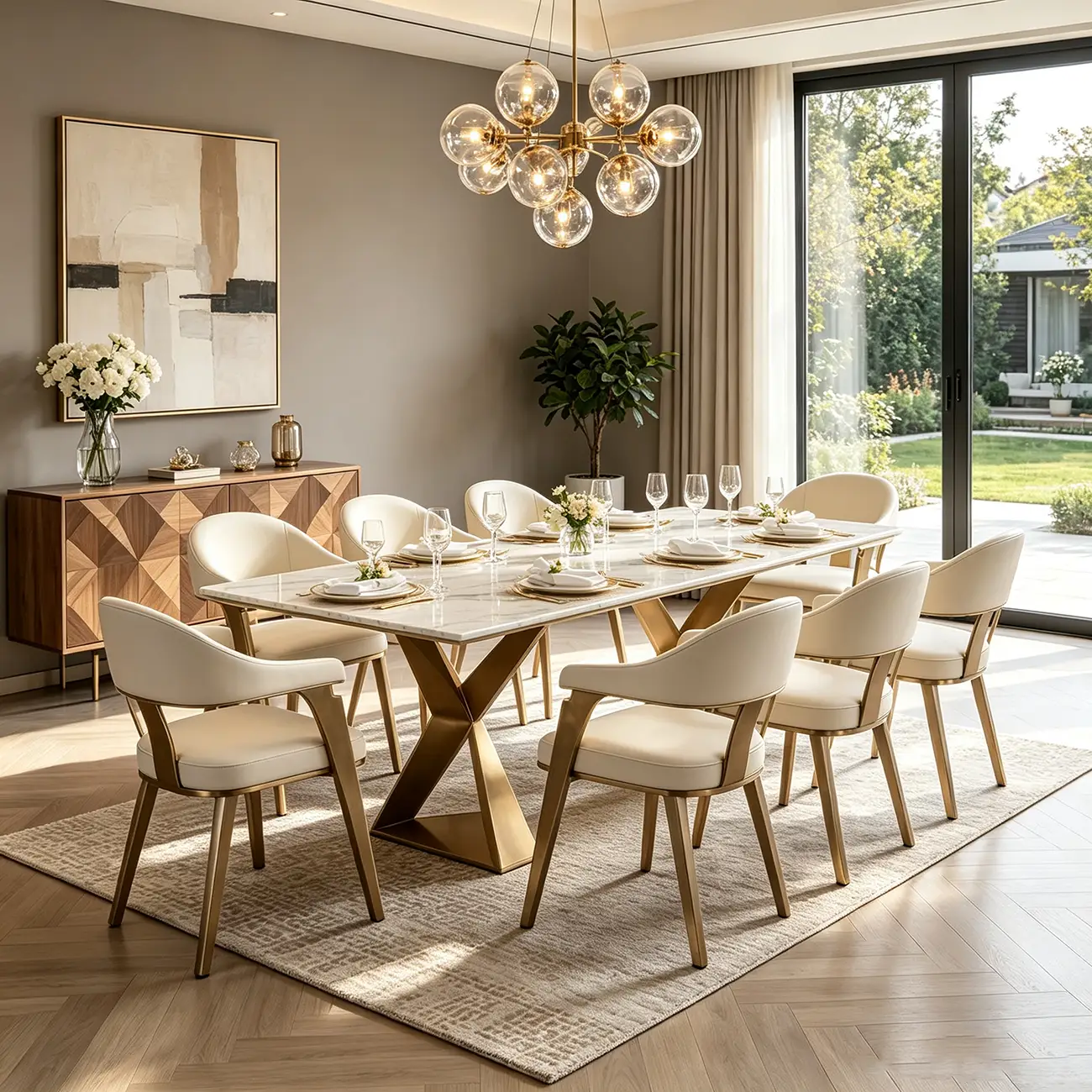 Modern Genuine Leather Champagne Gold Dining Room Arm Chair Image - 2 | homeyfad