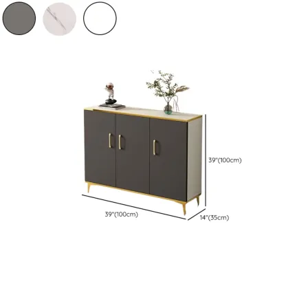 Trendy Grey Wood Hallway Shoe Cabinet with Gold  Legs Image - 20
