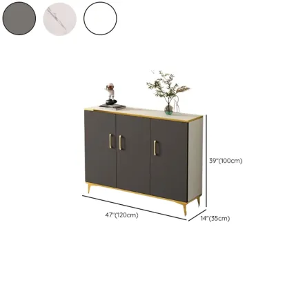 Trendy Grey Wood Hallway Shoe Cabinet with Gold  Legs Image - 21