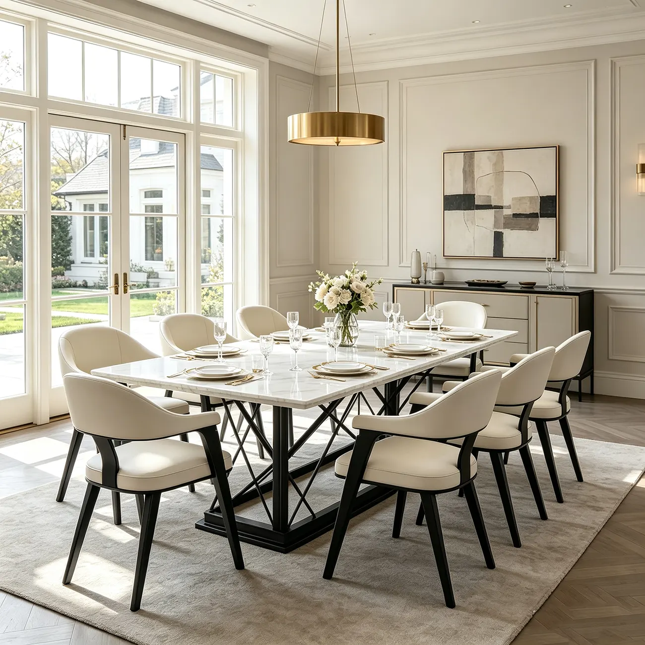 Modern Genuine Leather Champagne Gold Dining Room Arm Chair Image - 4 | homeyfad