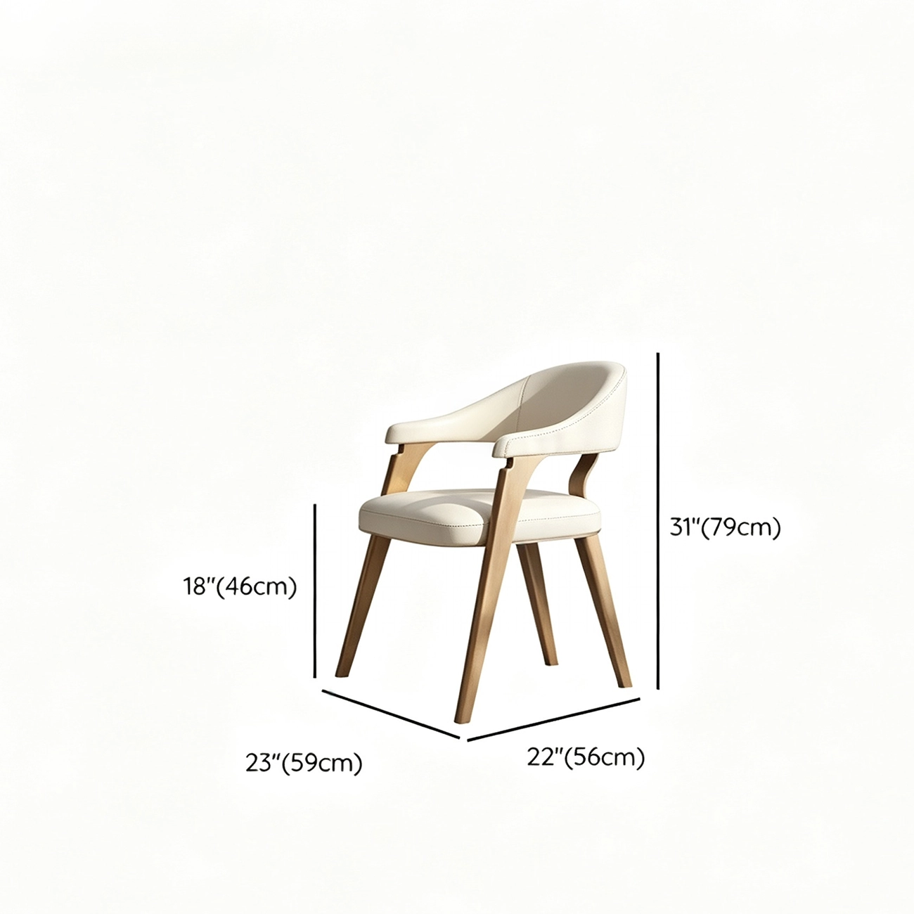 Modern Genuine Leather Champagne Gold Dining Room Arm Chair #size | homeyfad
