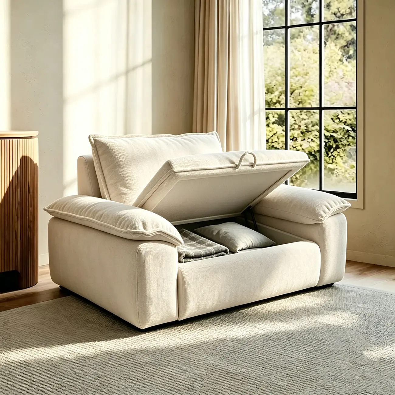 Living Room Modern Chenille Cloud Sectional Sofa With Hidden Storage Image - 12 | homeyfad