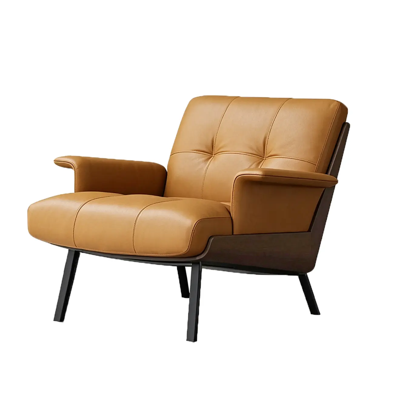 Modern Tufted Microfiber Leather Accent Chair with Arms Image - 17 | homeyfad