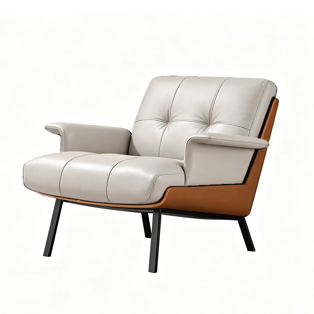 Modern Tufted Microfiber Leather Accent Chair with Arms Image - 14 | homeyfad