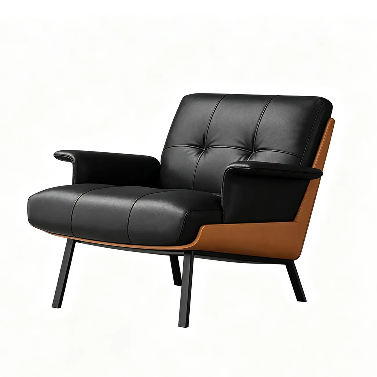 Modern Tufted Microfiber Leather Accent Chair with Arms Image - 12 | homeyfad