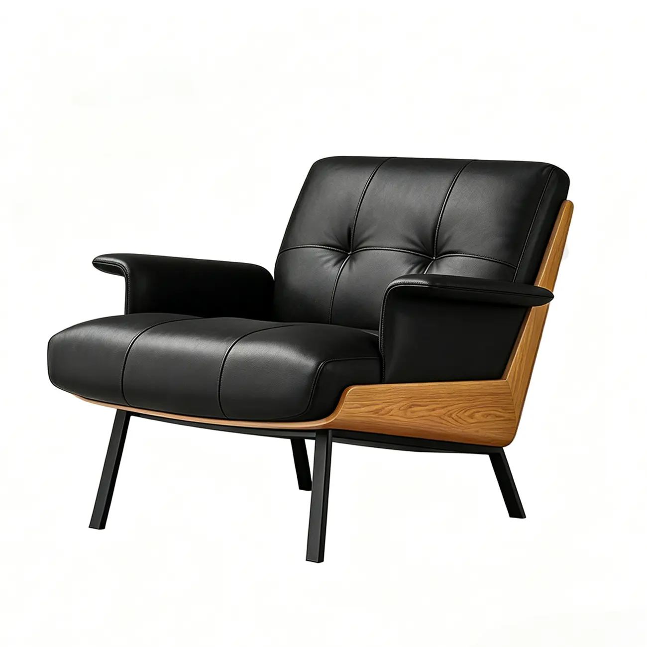 Modern Tufted Microfiber Leather Accent Chair with Arms Image - 11 | homeyfad