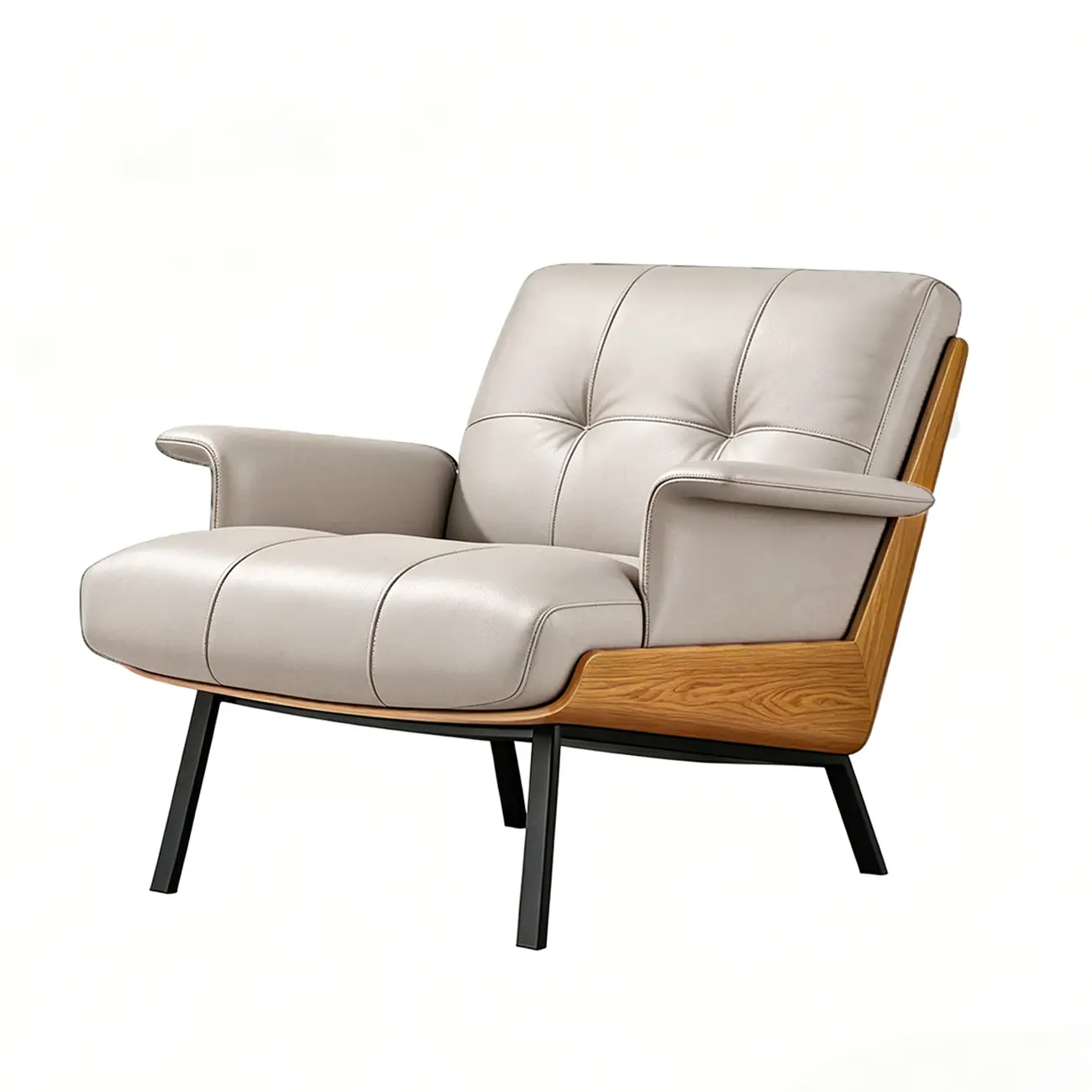 Modern Tufted Microfiber Leather Accent Chair with Arms Image - 13 | homeyfad