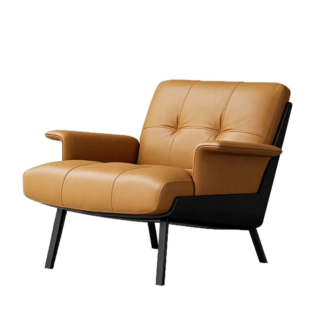 Modern Tufted Microfiber Leather Accent Chair with Arms Image - 18 | homeyfad