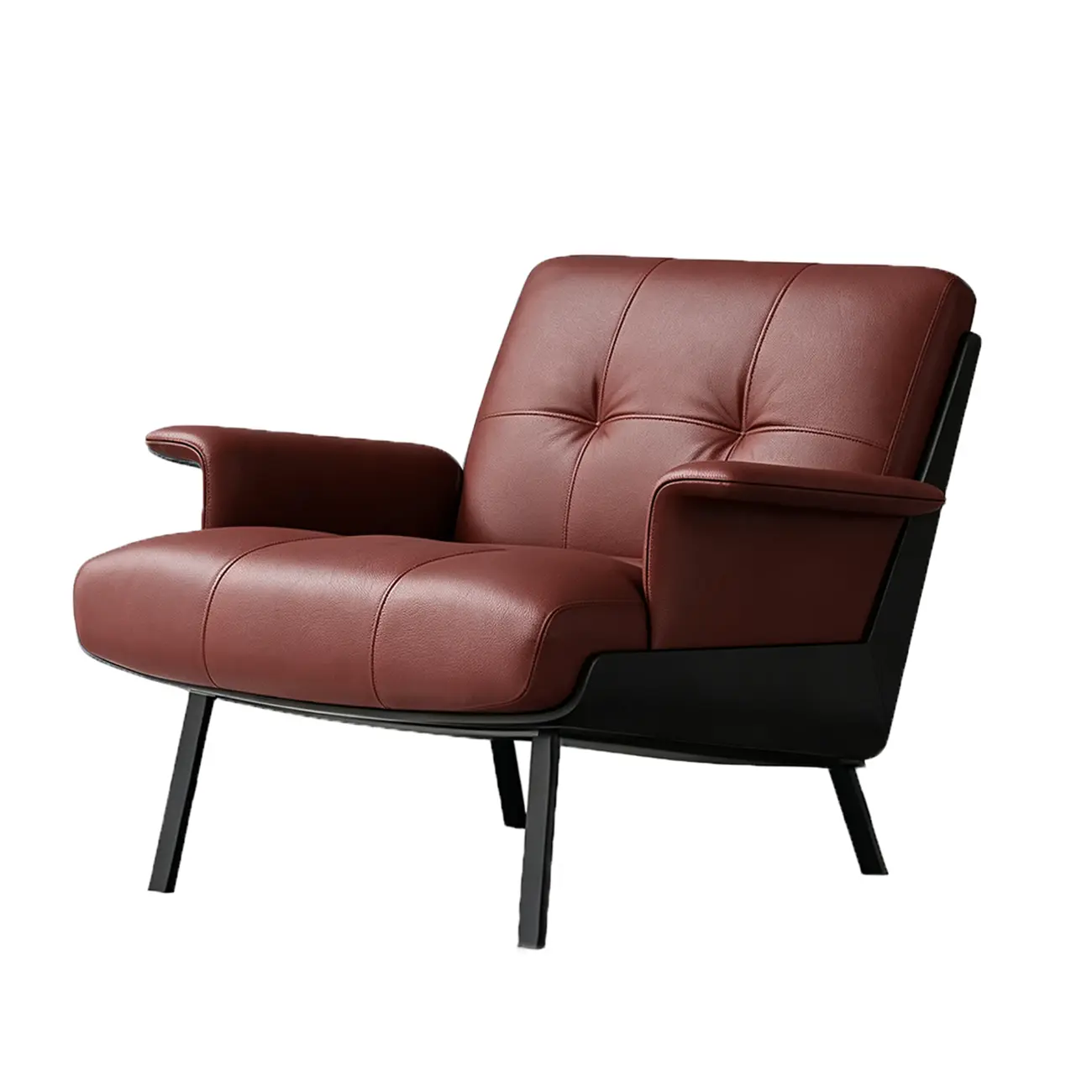 Modern Tufted Microfiber Leather Accent Chair with Arms Image - 20 | homeyfad