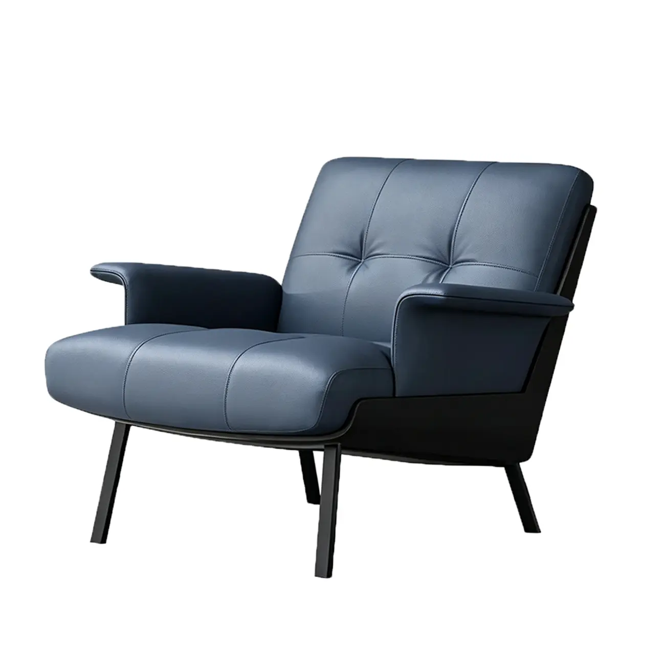 Modern Tufted Microfiber Leather Accent Chair with Arms Image - 19 | homeyfad