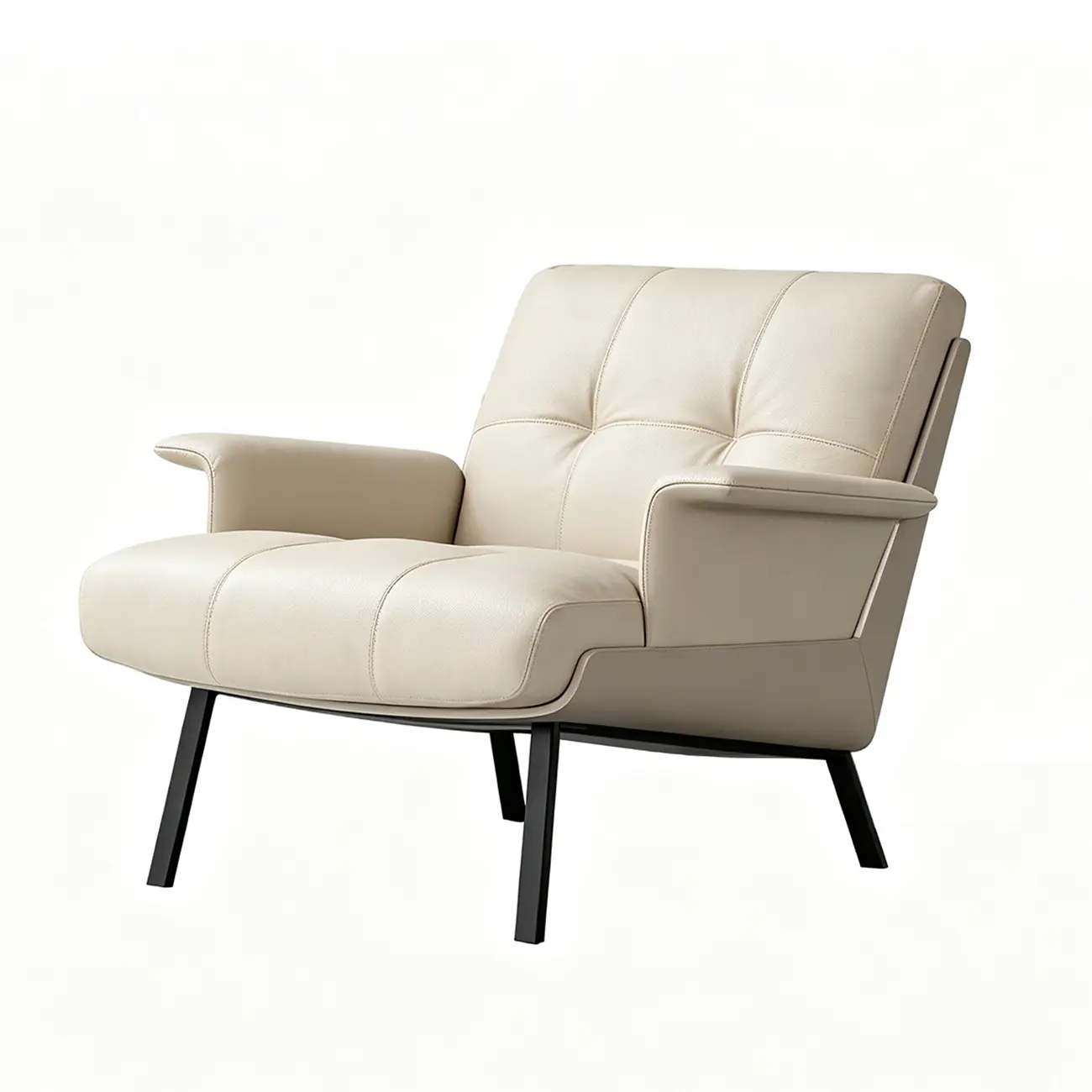 Modern Tufted Microfiber Leather Accent Chair with Arms Image - 16 | homeyfad