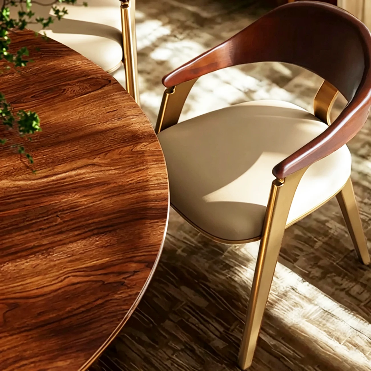 Luxury Curved Back Genuine Leather Dining Chair Armrest Image - 8 | homeyfad