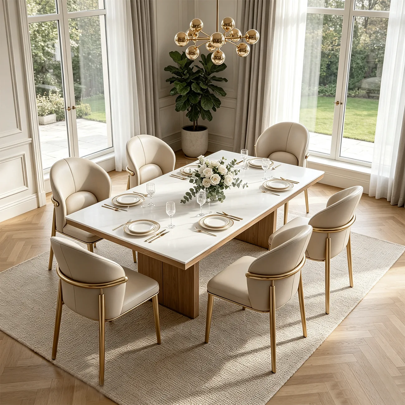 Modern Genuine Leather Dining Chair With Steel Legs  Image - 3 | homeyfad
