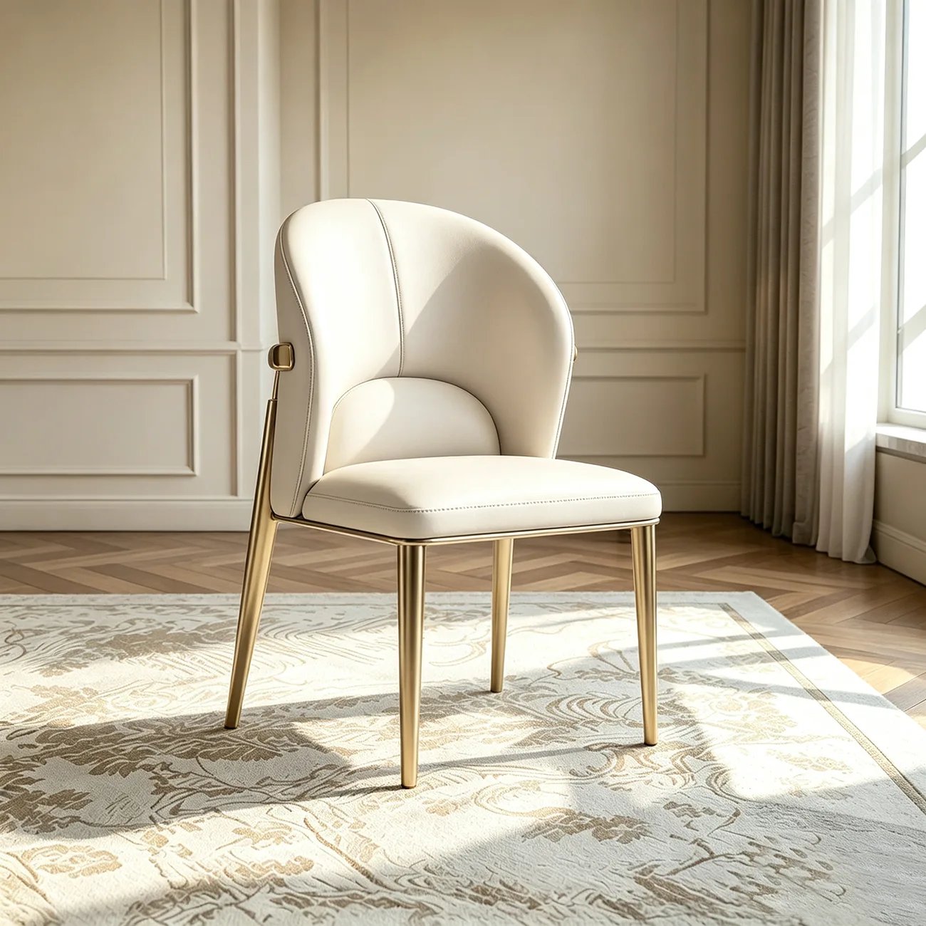 Modern Genuine Leather Dining Chair With Steel Legs  Image - 11 | homeyfad