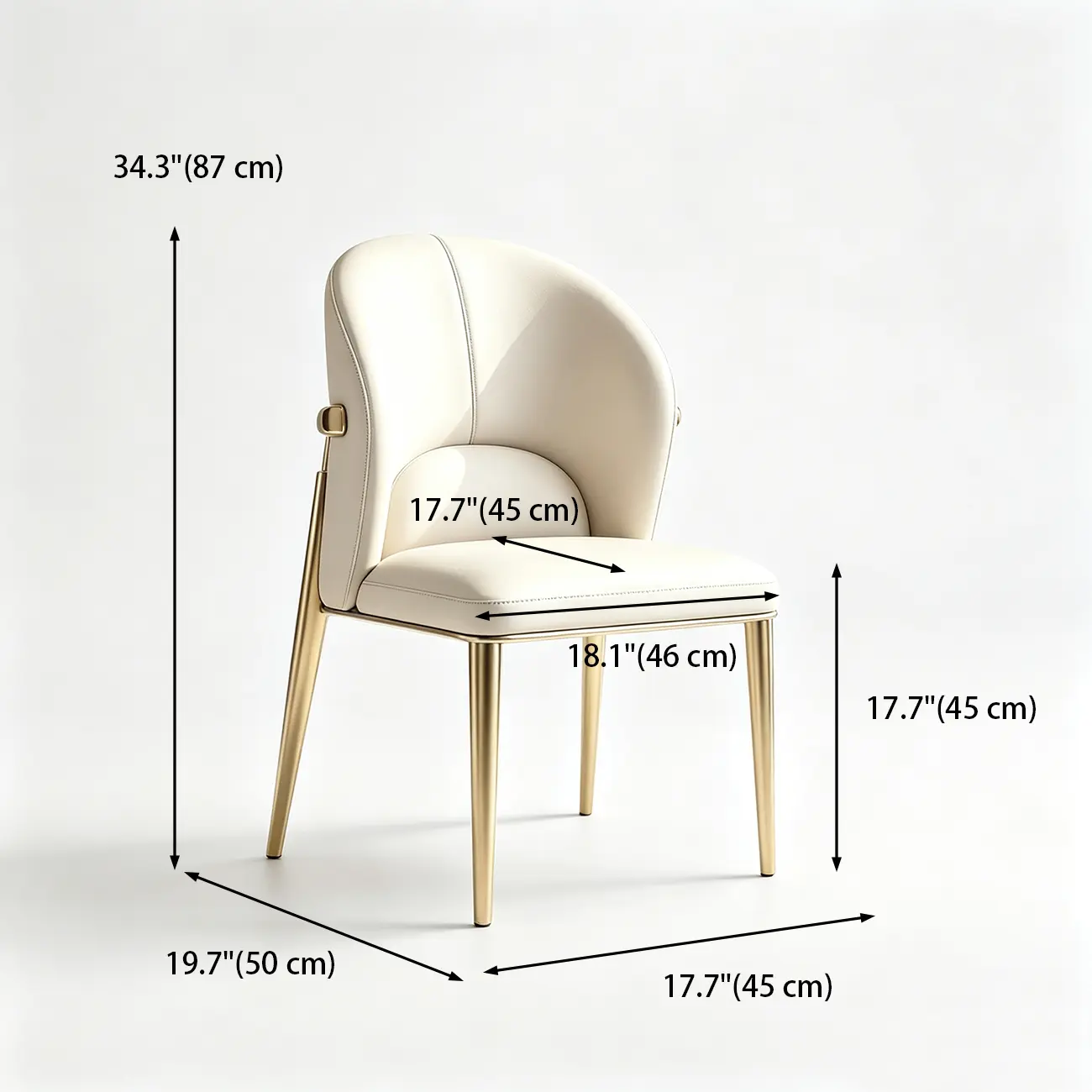 Modern Genuine Leather Dining Chair With Steel Legs  #size | homeyfad