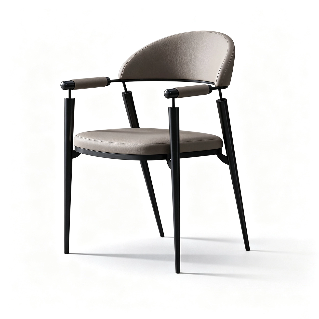 Luxury Armrest Genuine Leather Dining Chair with Gold Legs Image - 8 | homeyfad