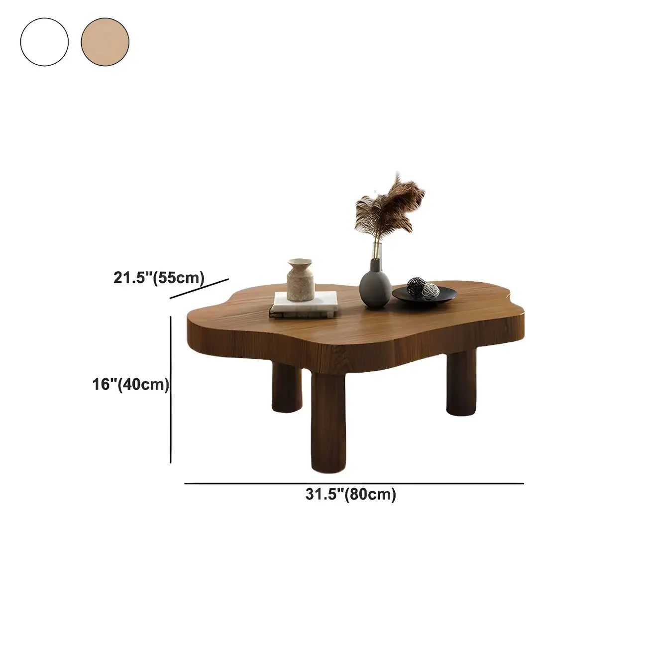 Natural Cloud-Shaped Pine Coffee Table with 3 Legs Image - 15 | homeyfad