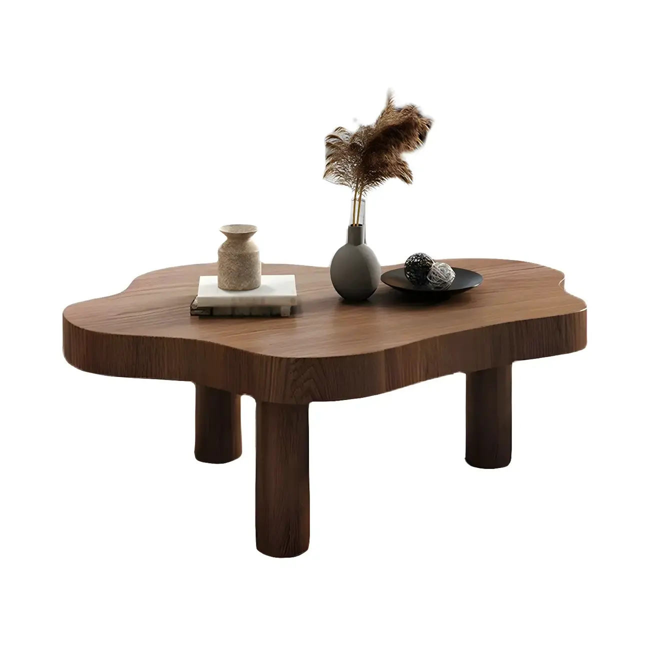 Natural Cloud-Shaped Pine Coffee Table with 3 Legs Image - 7 | homeyfad