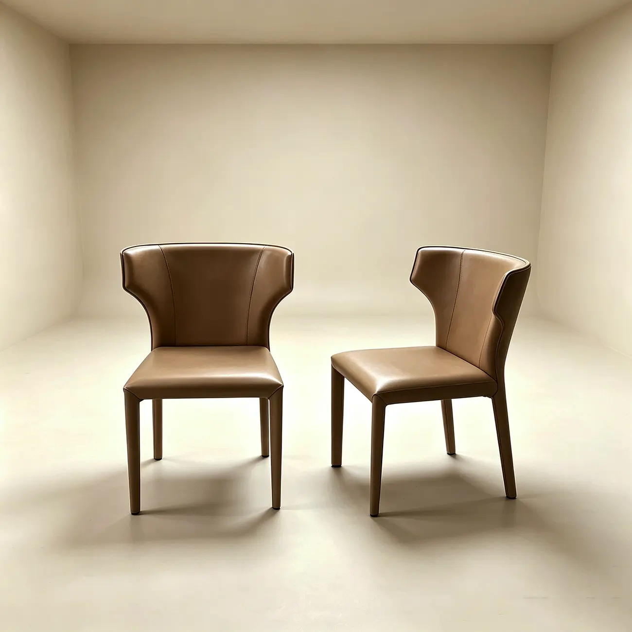 Modern Ergonomic Wing Back Faux Leather Dining Chairs Image - 12 | homeyfad