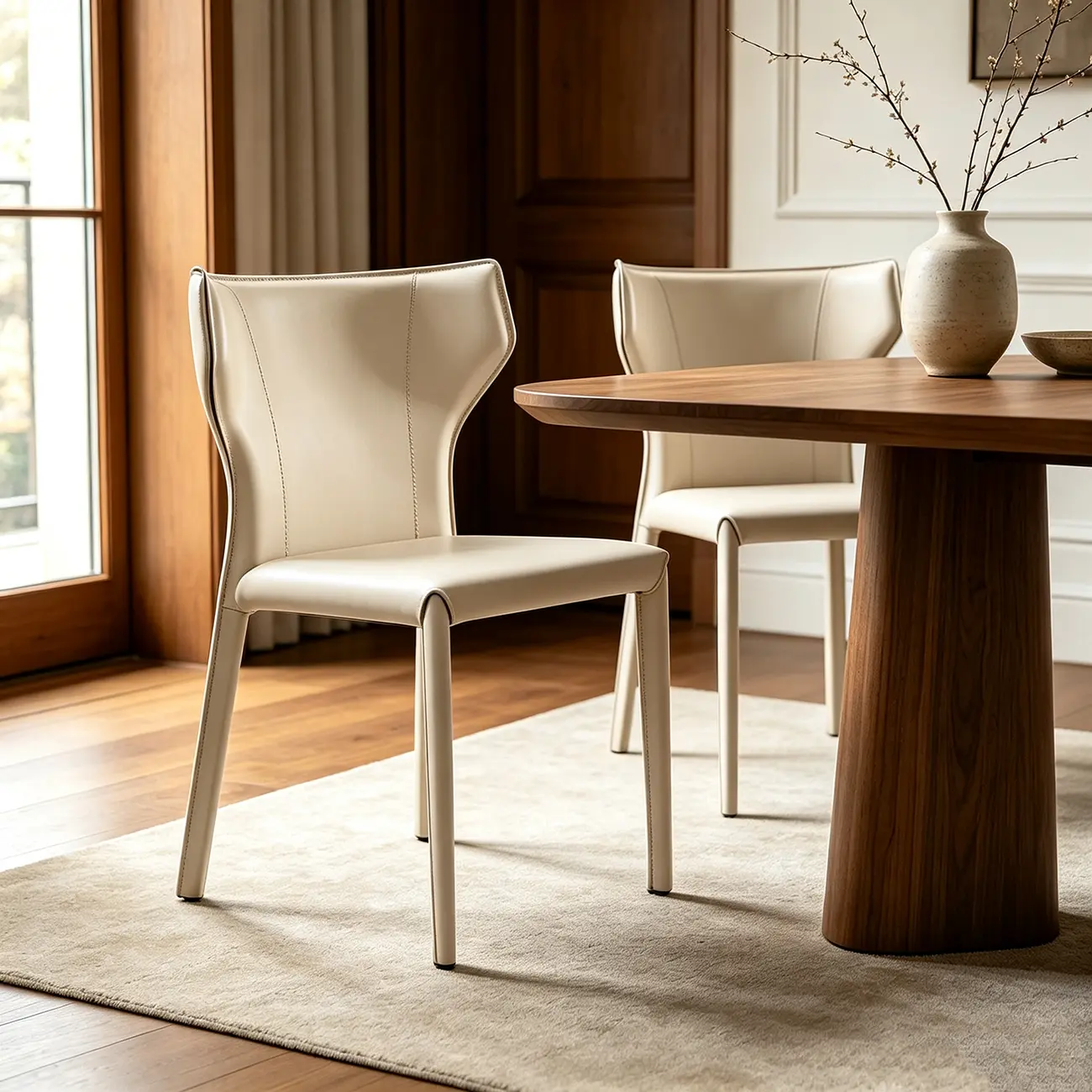 Modern Ergonomic Wing Back Faux Leather Dining Chairs Image - 1 | homeyfad