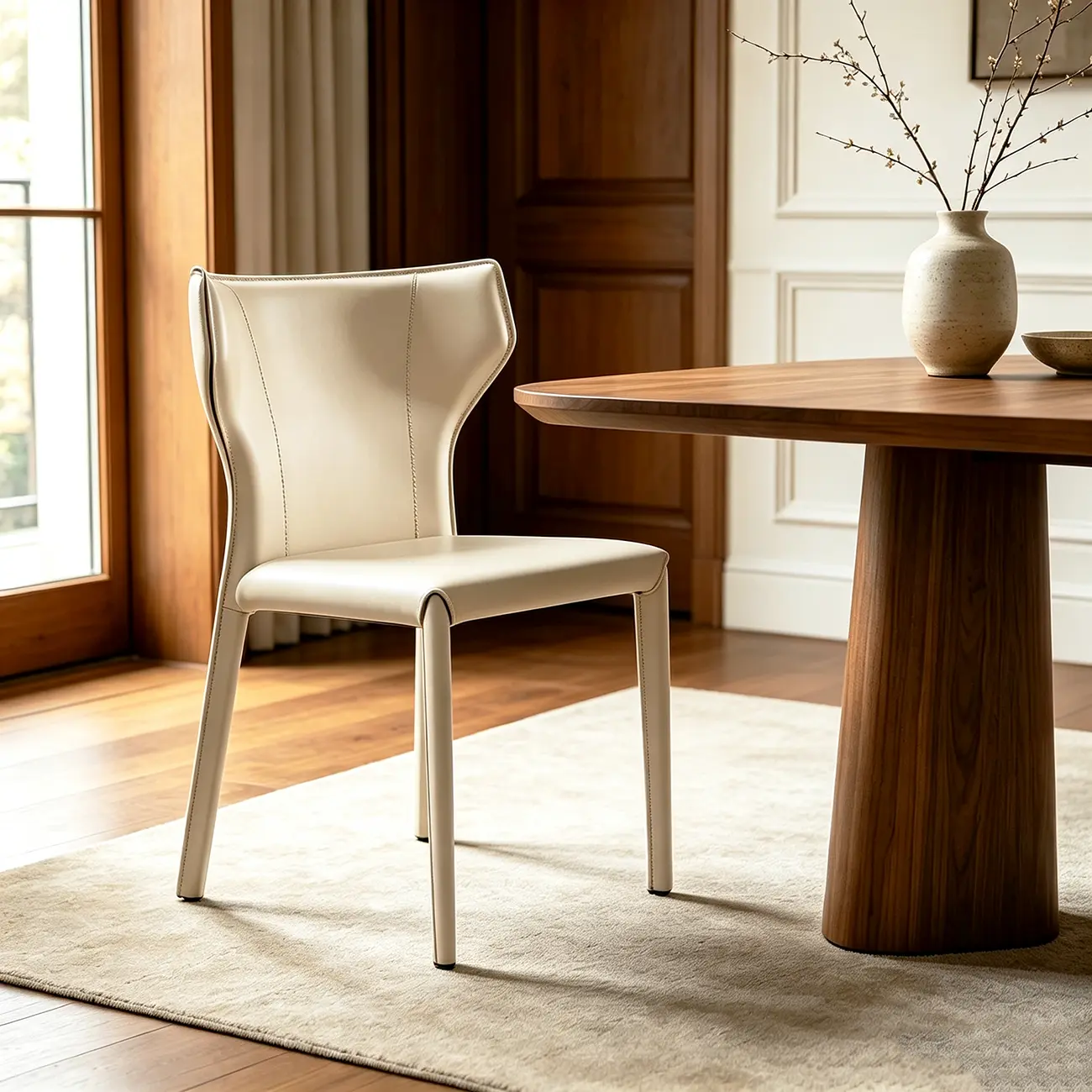 Modern Ergonomic Wing Back Faux Leather Dining Chairs Image - 8 | homeyfad