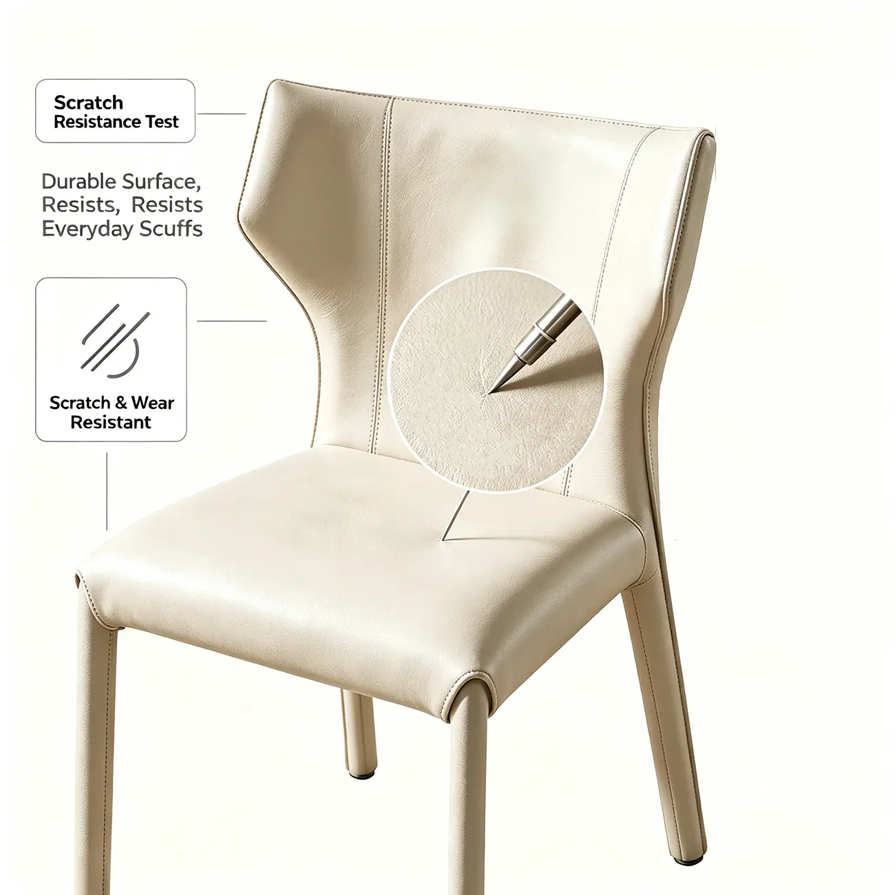 Modern Ergonomic Wing Back Faux Leather Dining Chairs Image - 5 | homeyfad