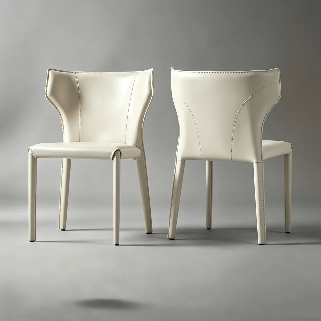 Modern Ergonomic Wing Back Faux Leather Dining Chairs Image - 11 | homeyfad