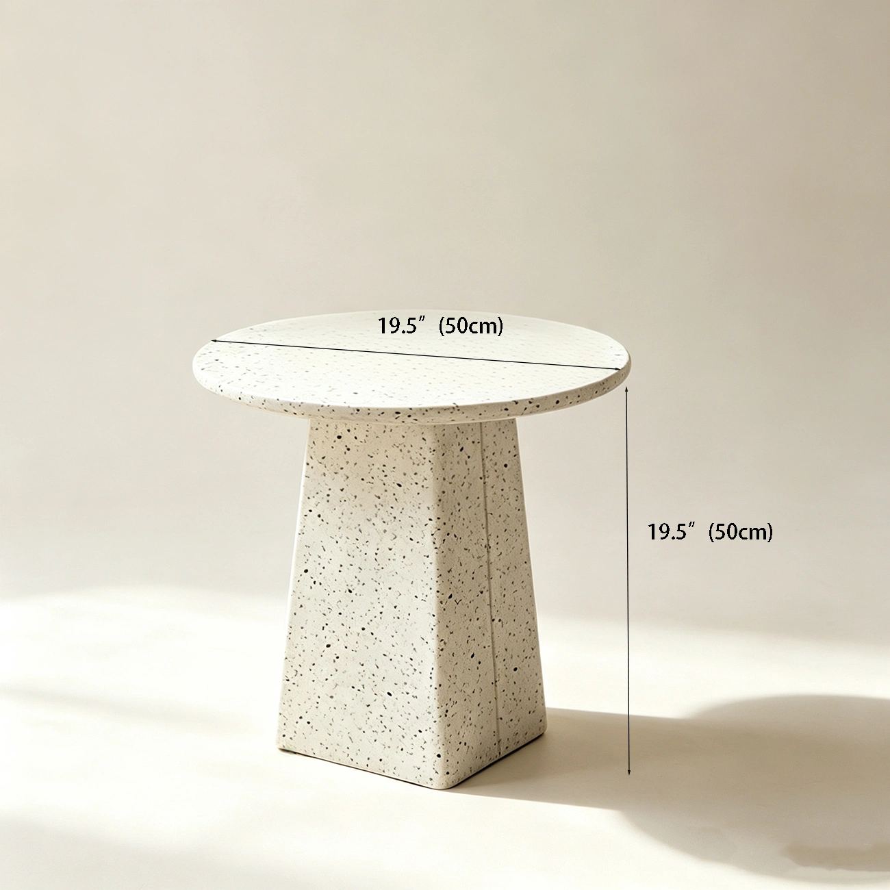 Modern Round Beige Metal End Table for Living Room Image - 10 | homeyfad