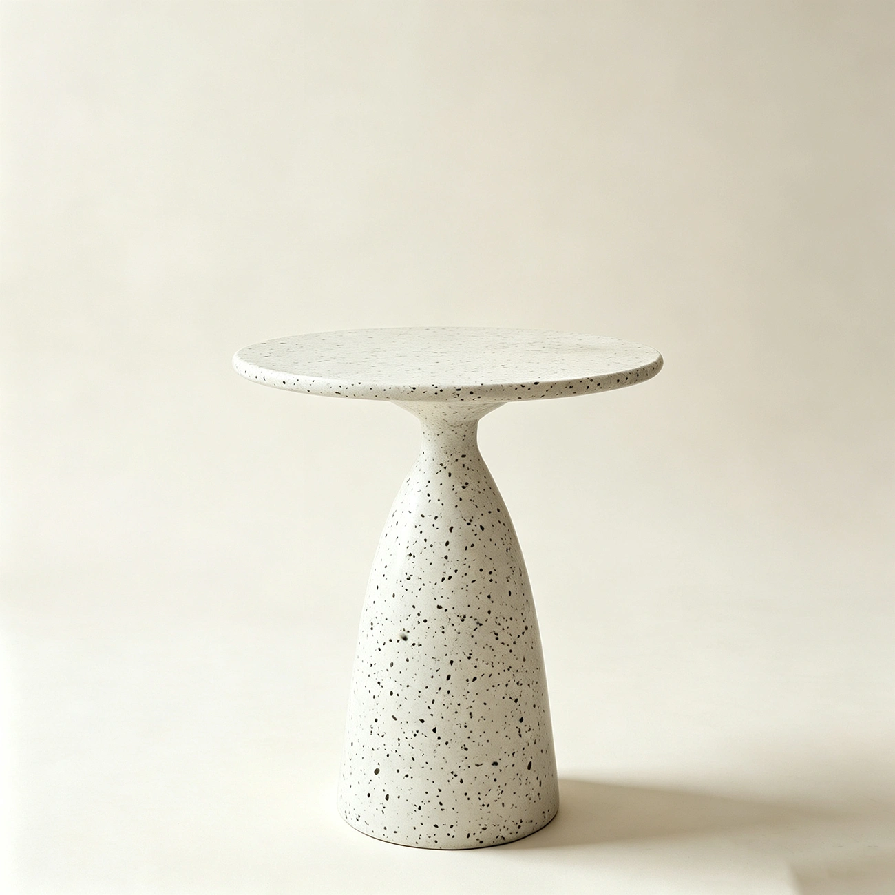Modern Round Beige Metal End Table for Living Room Image - 4 | homeyfad