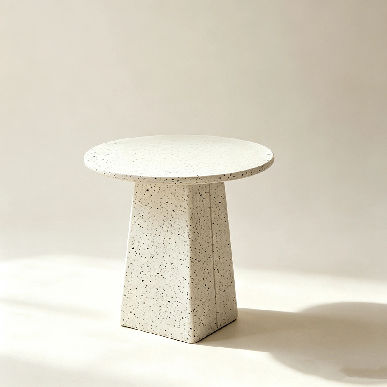 Modern Round Beige Metal End Table for Living Room Image - 5 | homeyfad