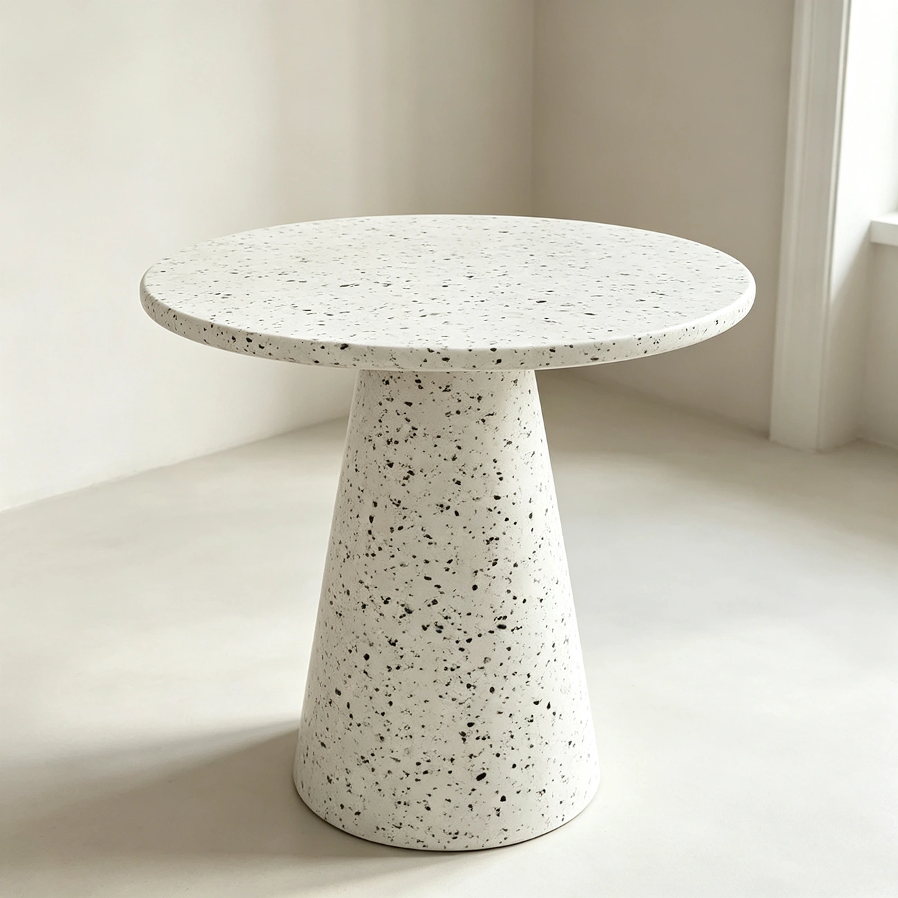 Modern Round Beige Metal End Table for Living Room Image - 6 | homeyfad