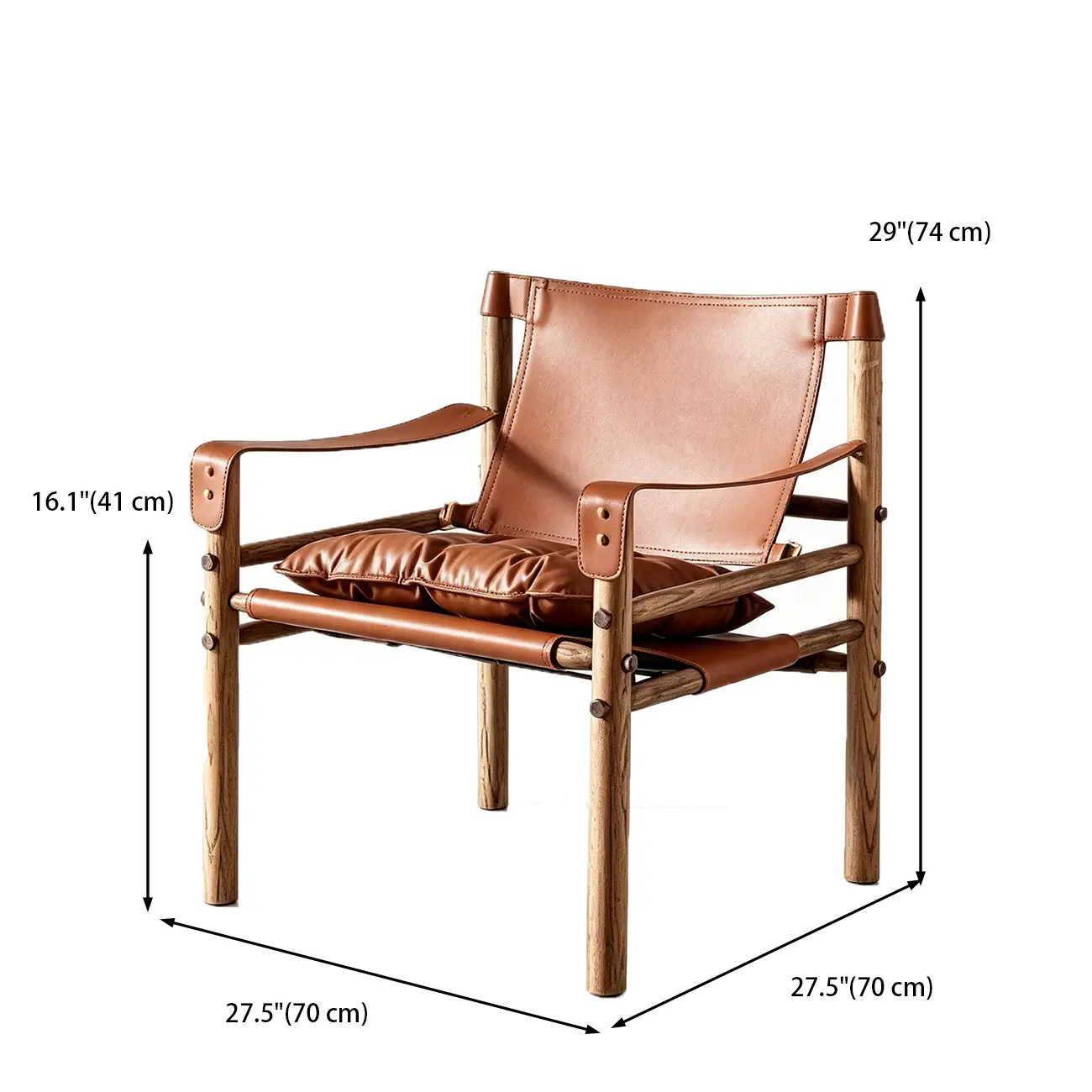 Mid-Century Modern Arm Chair Saddle Leather Living Room Image - 14 | homeyfad