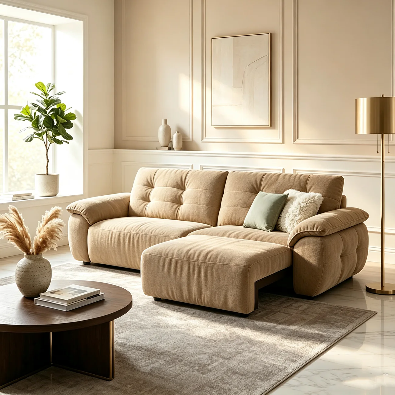 Contemporary Skin-friendly Chenille Tufted Back Power Sofa Bed Image - 10 | homeyfad