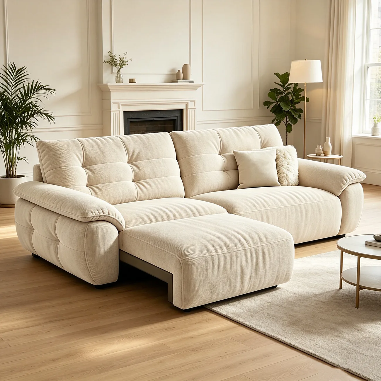 Contemporary Skin-friendly Chenille Tufted Back Power Sofa Bed Image - 11 | homeyfad