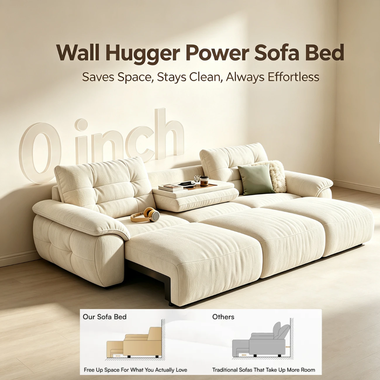 Contemporary Skin-friendly Chenille Tufted Back Power Sofa Bed Image - 6 | homeyfad