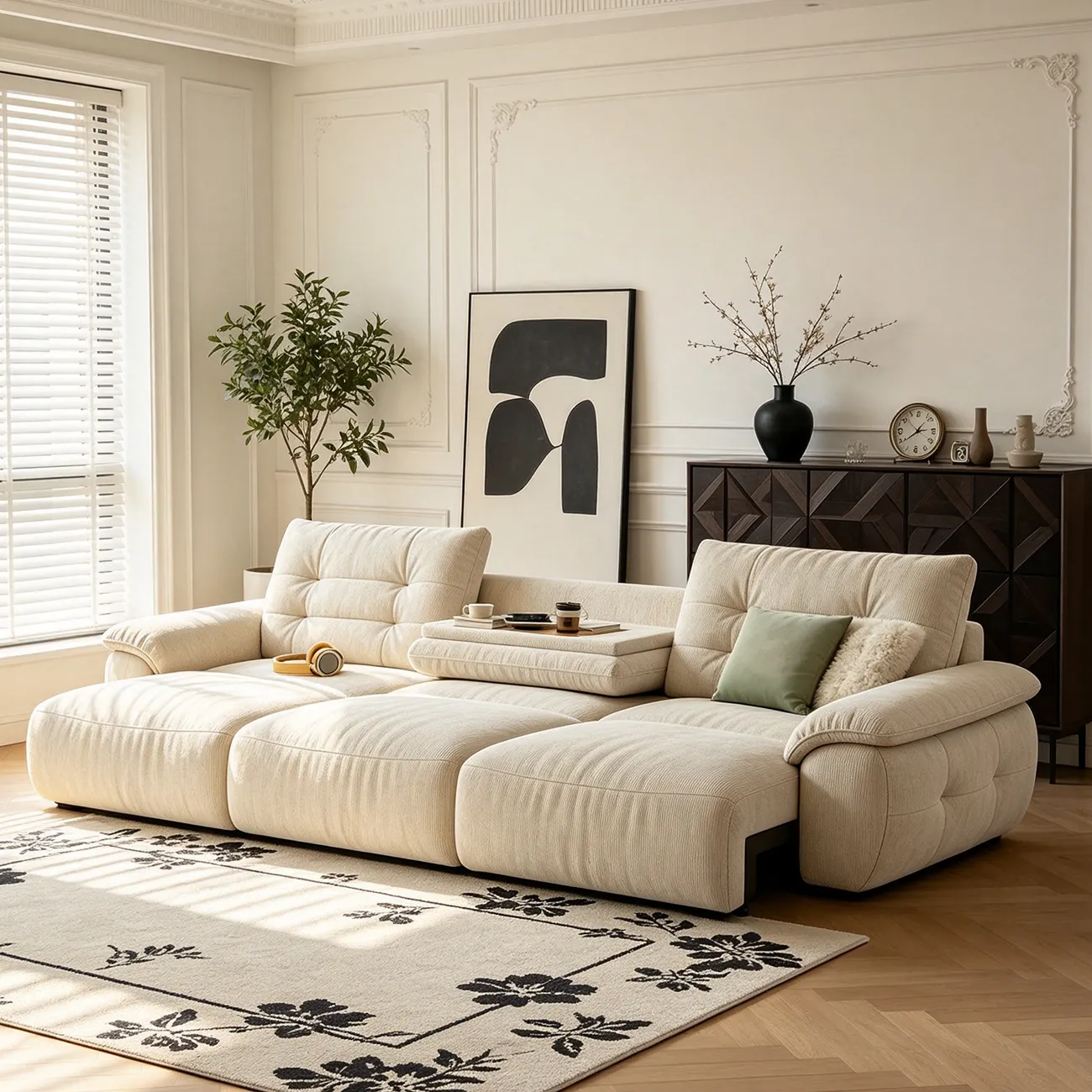 Contemporary Skin-friendly Chenille Tufted Back Power Sofa Bed Image - 13 | homeyfad