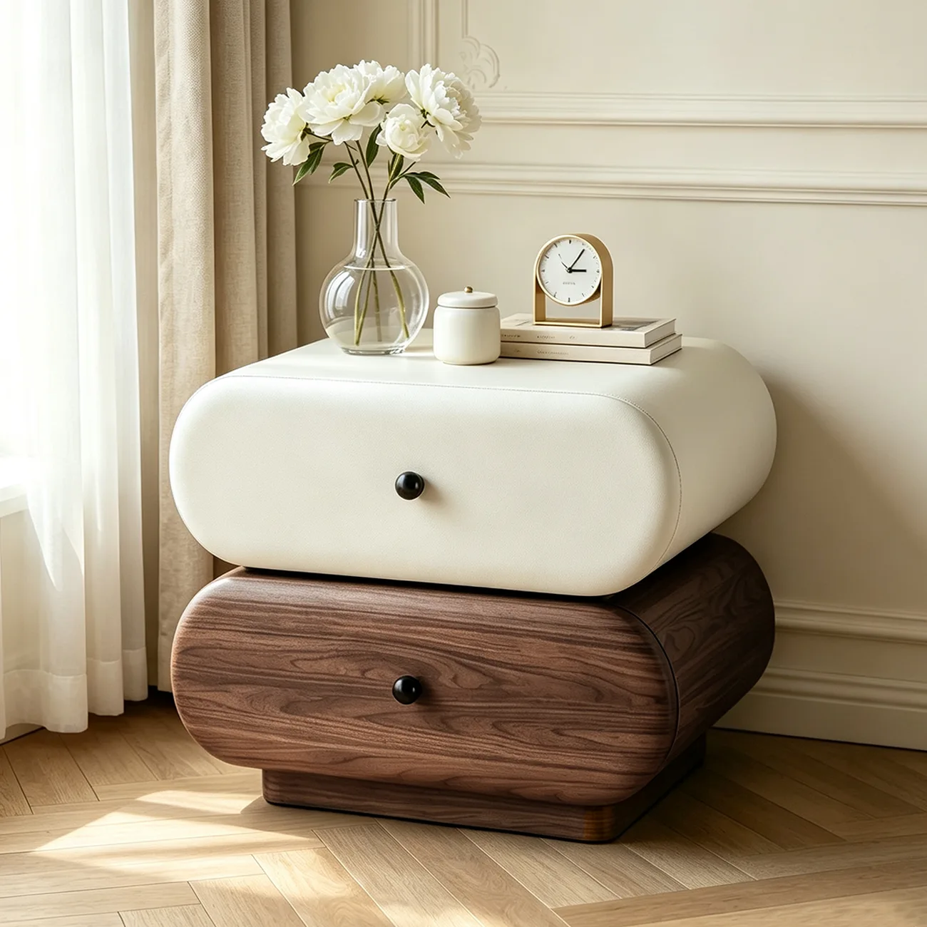 Modern Two-Tone Nightstand with 2 Storage Drawers Image - 1 | homeyfad