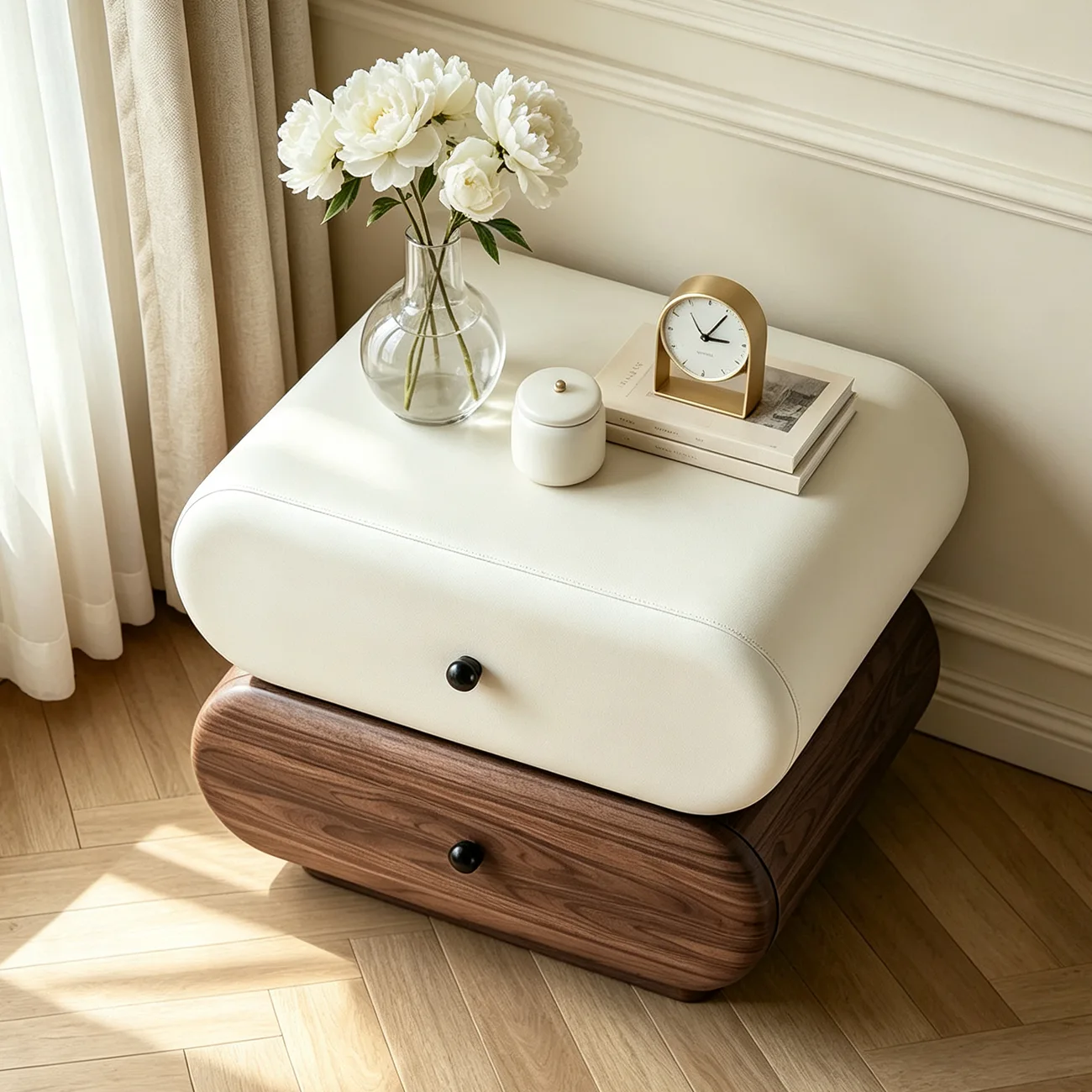 Modern Two-Tone Nightstand with 2 Storage Drawers Image - 7 | homeyfad