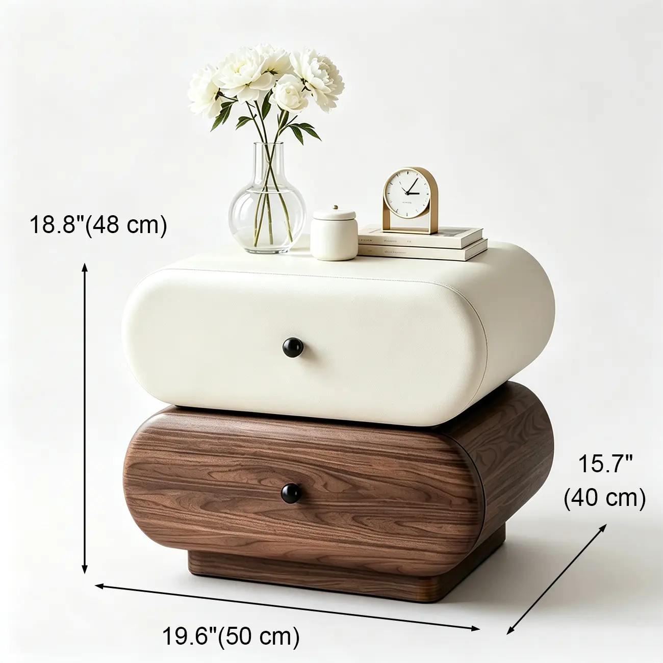 Modern Two-Tone Nightstand with 2 Storage Drawers #size | homeyfad