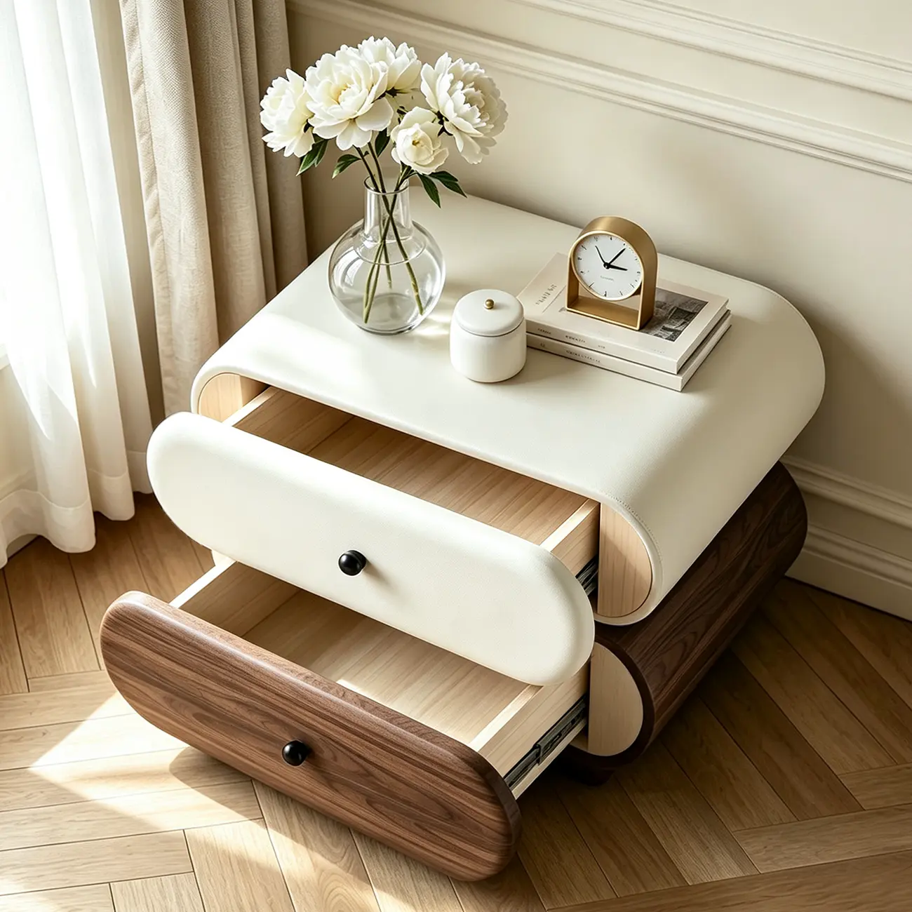 Modern Two-Tone Nightstand with 2 Storage Drawers Image - 2 | homeyfad
