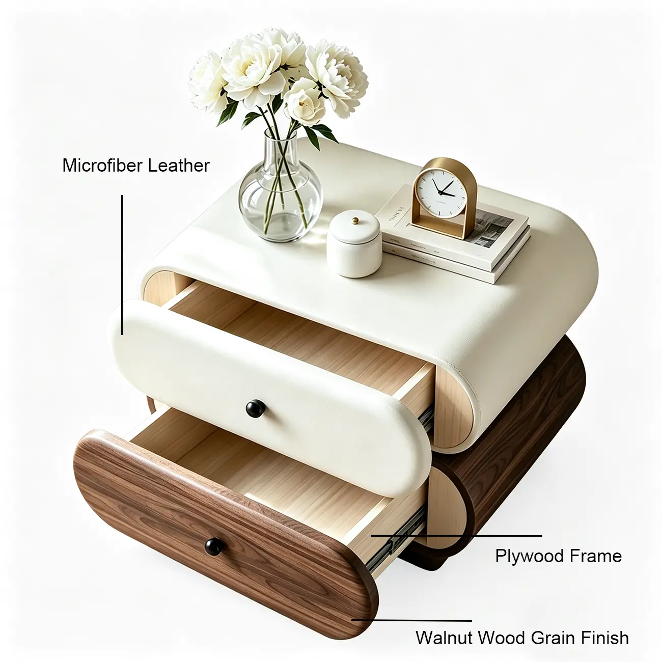 Modern Two-Tone Nightstand with 2 Storage Drawers Image - 9 | homeyfad