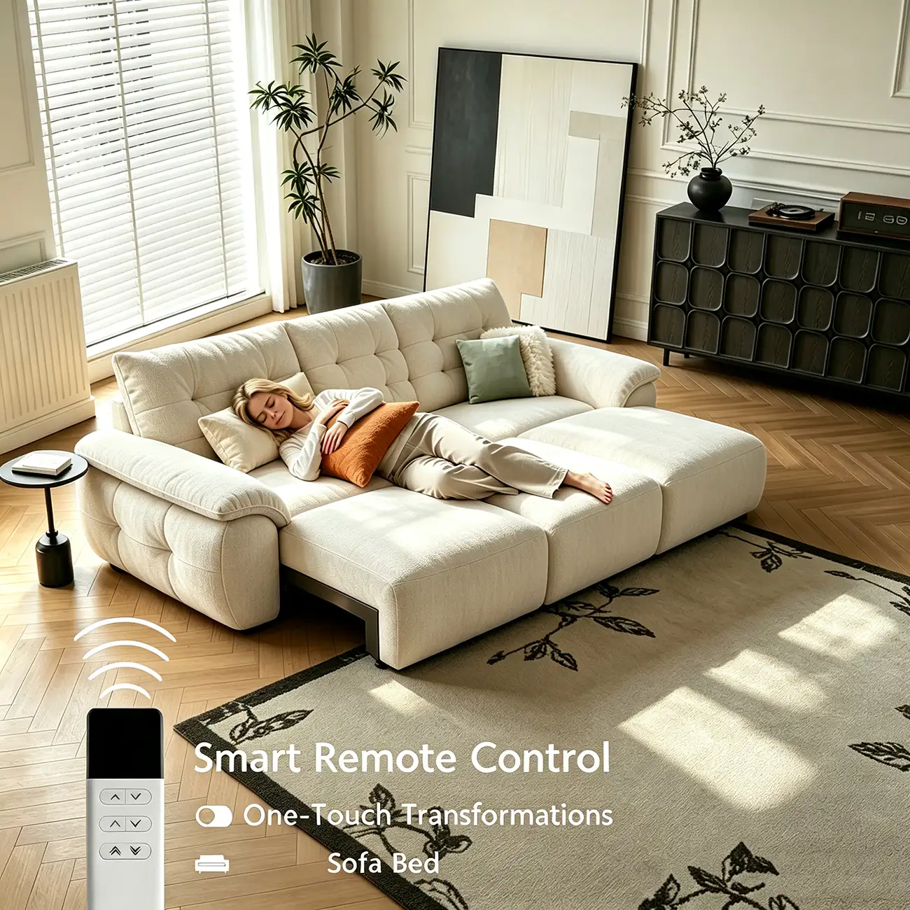 Contemporary Skin-friendly Chenille Tufted Back Power Sofa Bed Image - 5 | homeyfad