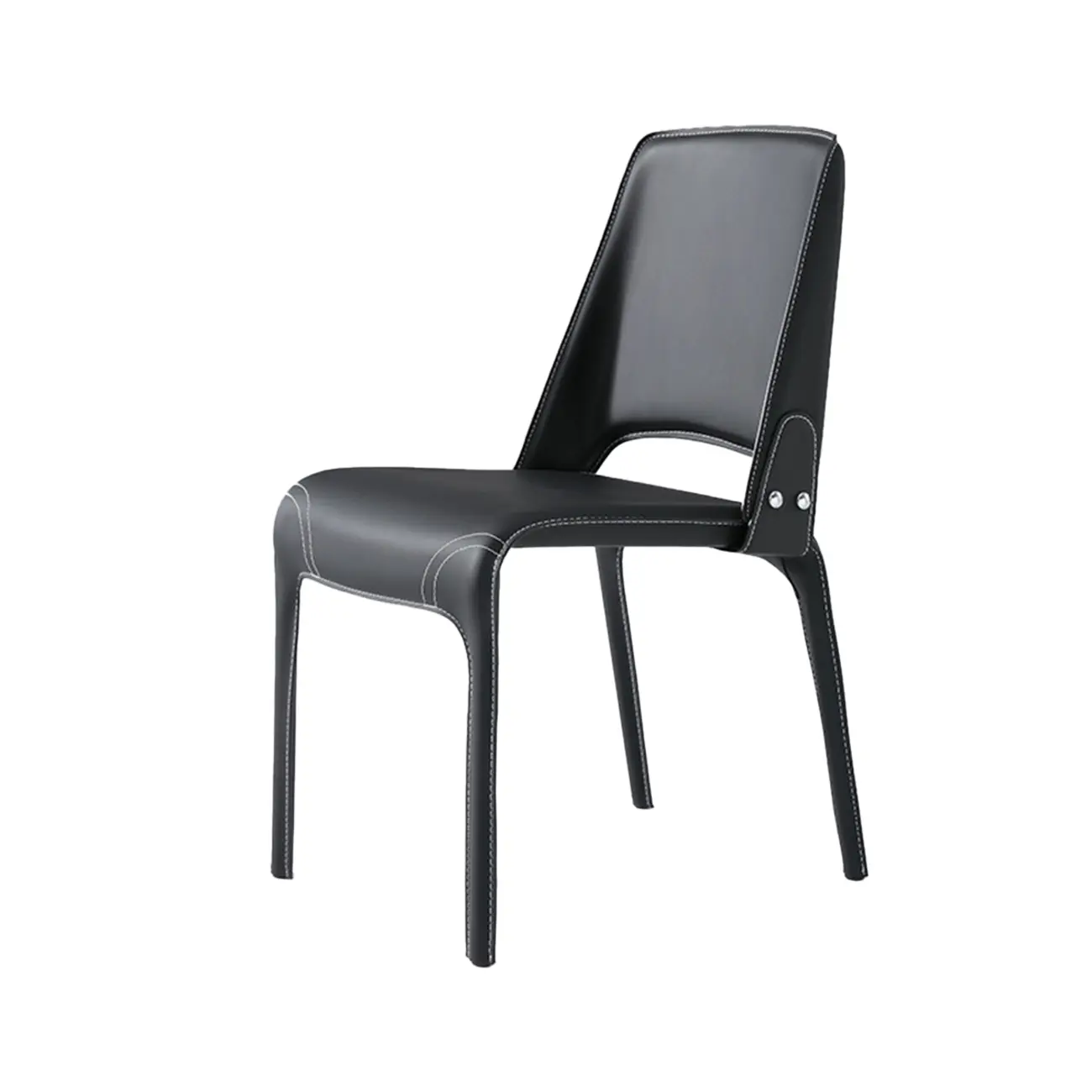 Sleek Modern Open Curved Back Faux Leather Dining Chairs Set Of 2 Image - 22 | homeyfad