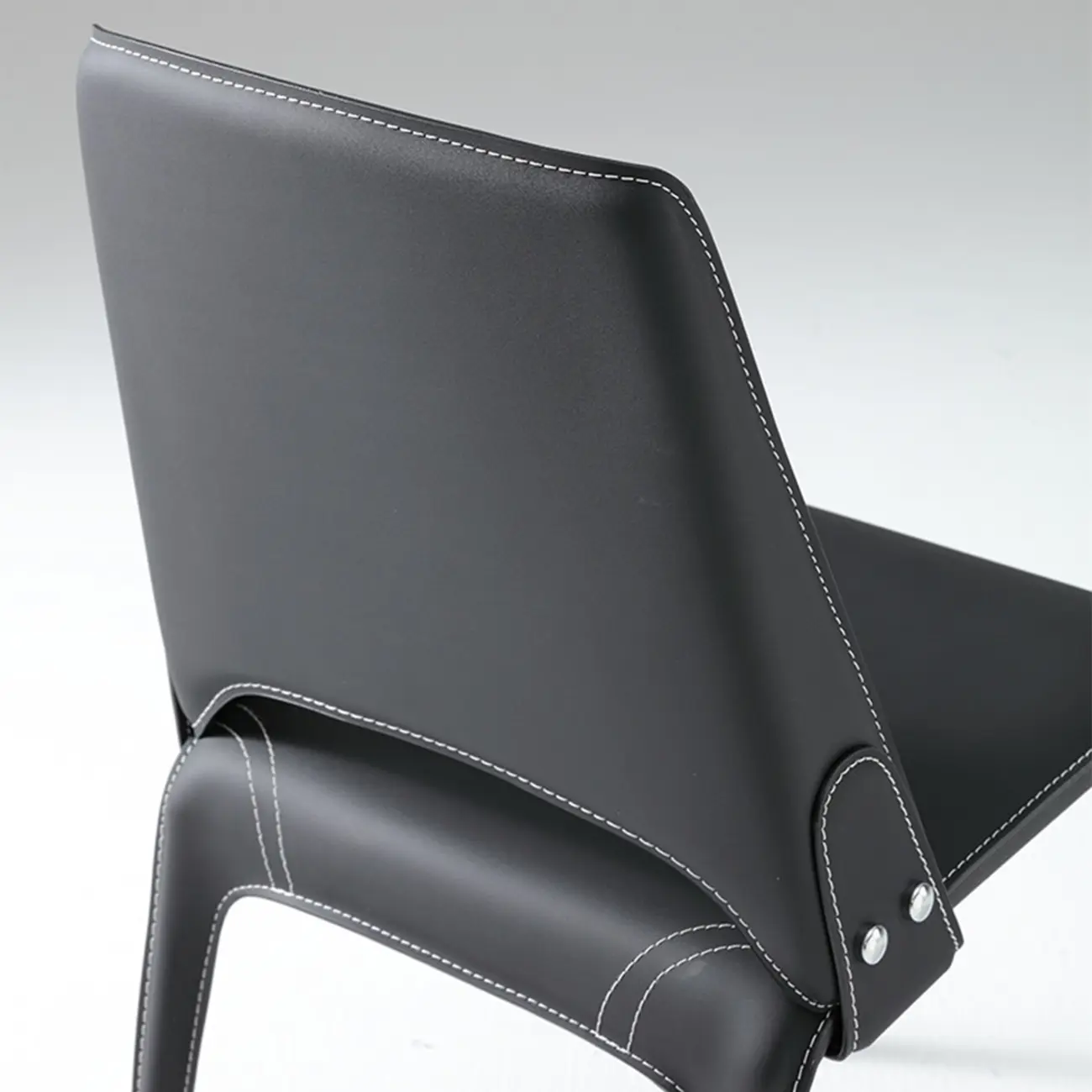 Sleek Modern Open Curved Back Faux Leather Dining Chairs Set Of 2 Image - 16 | homeyfad
