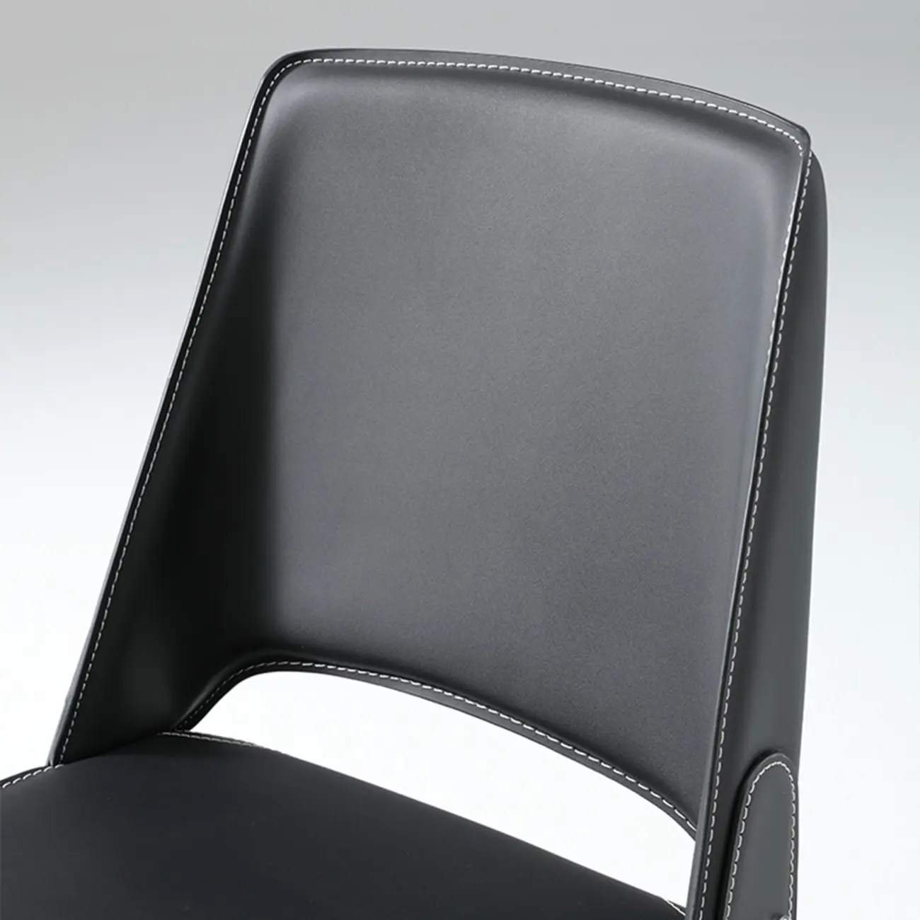 Sleek Modern Open Curved Back Faux Leather Dining Chairs Set Of 2 Image - 17 | homeyfad
