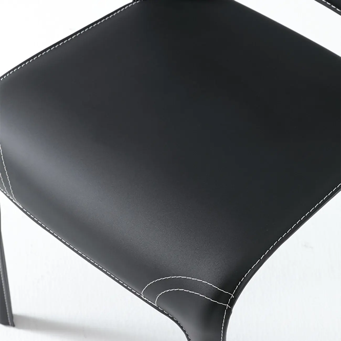 Sleek Modern Open Curved Back Faux Leather Dining Chairs Set Of 2 Image - 18 | homeyfad