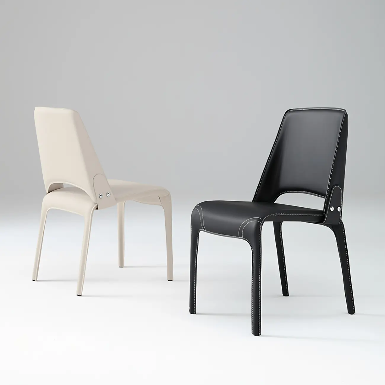 Sleek Modern Open Curved Back Faux Leather Dining Chairs Set Of 2 Image - 24 | homeyfad